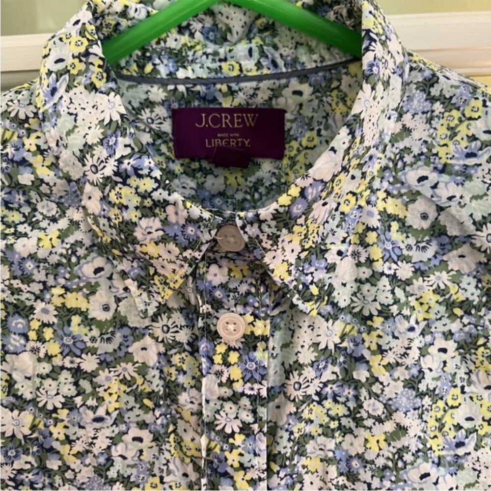 J. Crew Liberty Thorpe Hill Floral Button Down Shirt - Blue, Yellow, and White